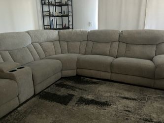 Gray 6-Seat Power Reclining Sectional Sofa