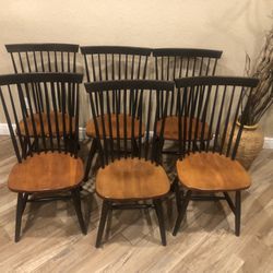 Black & Cherry Wood Spindle Back Dining Chairs
