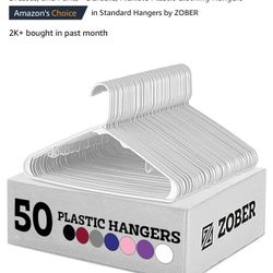 Set Of 50 White Plastic Hangers 