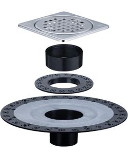 Shower Floor Drain Kit with Vertical ABS 2 Inch Flange, Shower Drain Kit 4" Stainless Steel Grate, Compatible with Schluter Systems kerdi Shower Drain