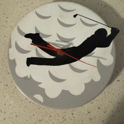 Golf Wall Clock - Black & White Golfer Silhouette 9" Small World Greetings