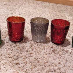 Votives For Candle Green Red Gray