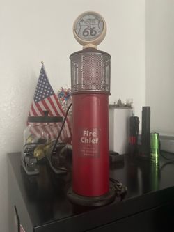 Retro Vintage Route 66 Fire Chief Gas Pump Lamp