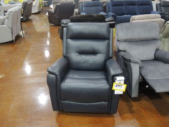 Kuka Leather Triple Power Recliner - Navy | Reclining Chair | Lounge Chair