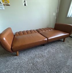 modern mid-century-style faux leather sofa/loveseat
