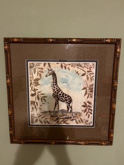 Framed art of giraffe 20x20