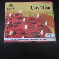 Diwali Diyas Clay Diya Diyas for Pooja with Cotton Wicks 12 pieces