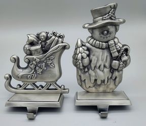 Pewter Christmas Stocking Holders Set of 2