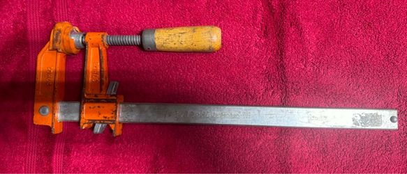 vintage orange Jorgensen No. 3712-HD heavy-duty bar clamp