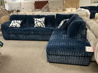 Blue Corduroy Sectional