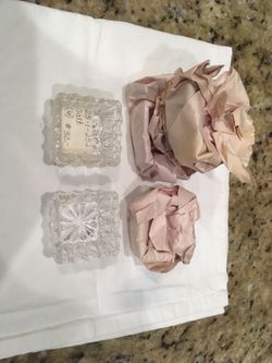 Vintage Antique Glass Small Square Open Salt Cellars