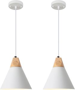 2 Pack Modern Farmhouse 9.4” White Pendant Light, Pendant Ceiling Lights Kitchen Island