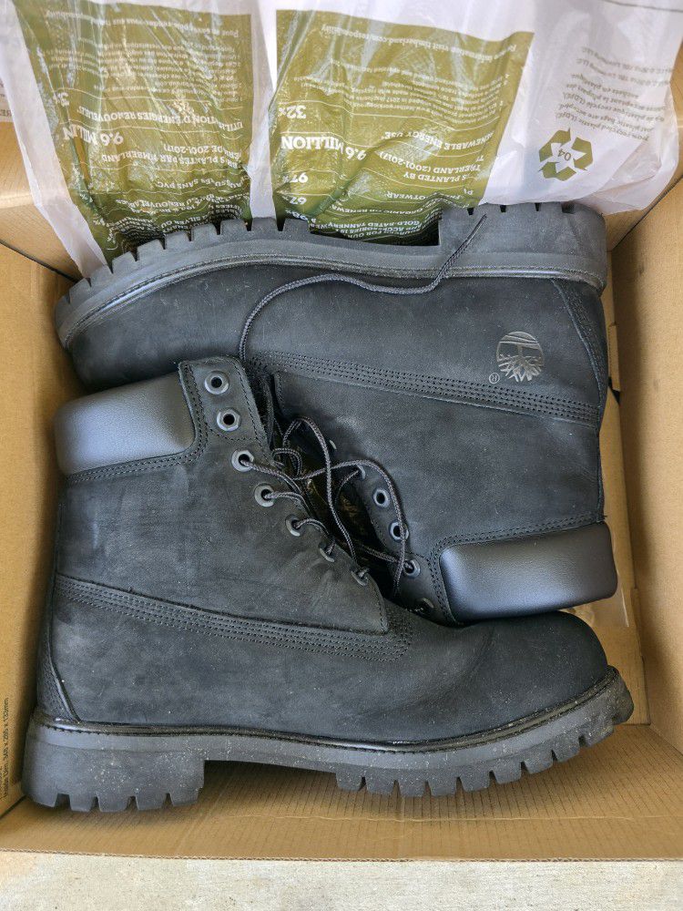 Men's Timberland Premium 6-Inch Waterproof Black Boot Size 10