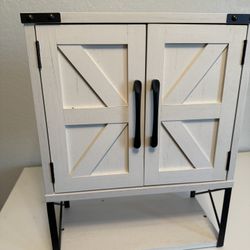 Farmhouse Style Small Cabinet with Double Doors and Shelf