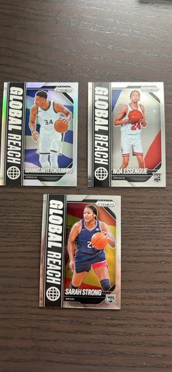 Panini Prizm Global Reach Basketball Cards Giannis Antetokounmpo (holo), Noa Essengue, Sarah Strong