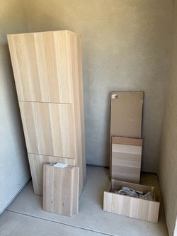 IKEA BESTÅ Storage Cabinet System Bundle (Oak Effect) + New/damaged Boxed TV Frame