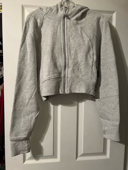 Size 14 LULULEMON Gray Cropped Zip-Up Hoodie