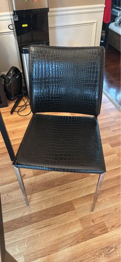 Dining table black glass with for chair leather