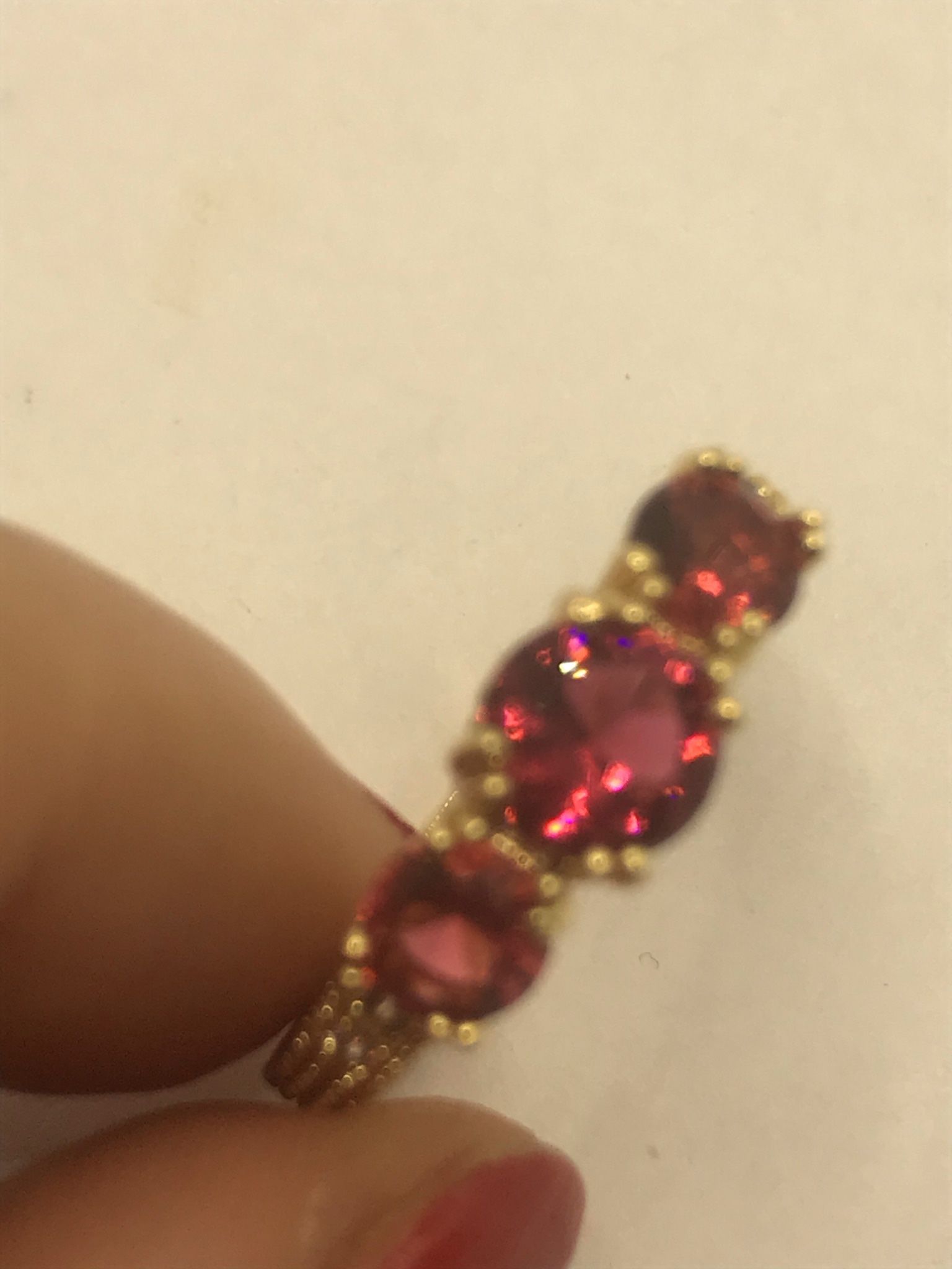 3 Stones Ruby Ring Size 8