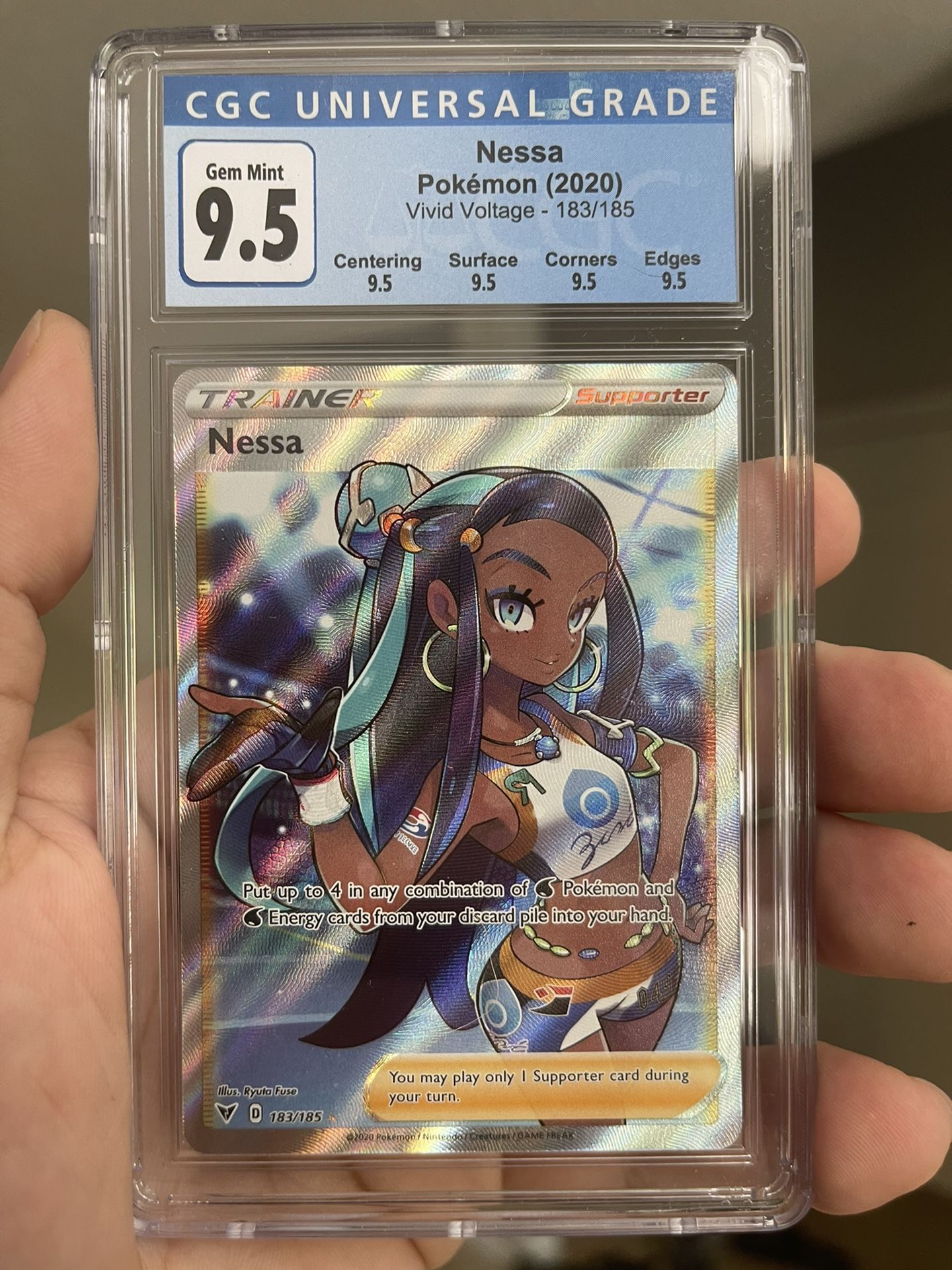 Nessa Full Art Vivid Voltage 183/185 CGC 9.5 Gem Mint w/ Sub Grades, PSA 10 Easy