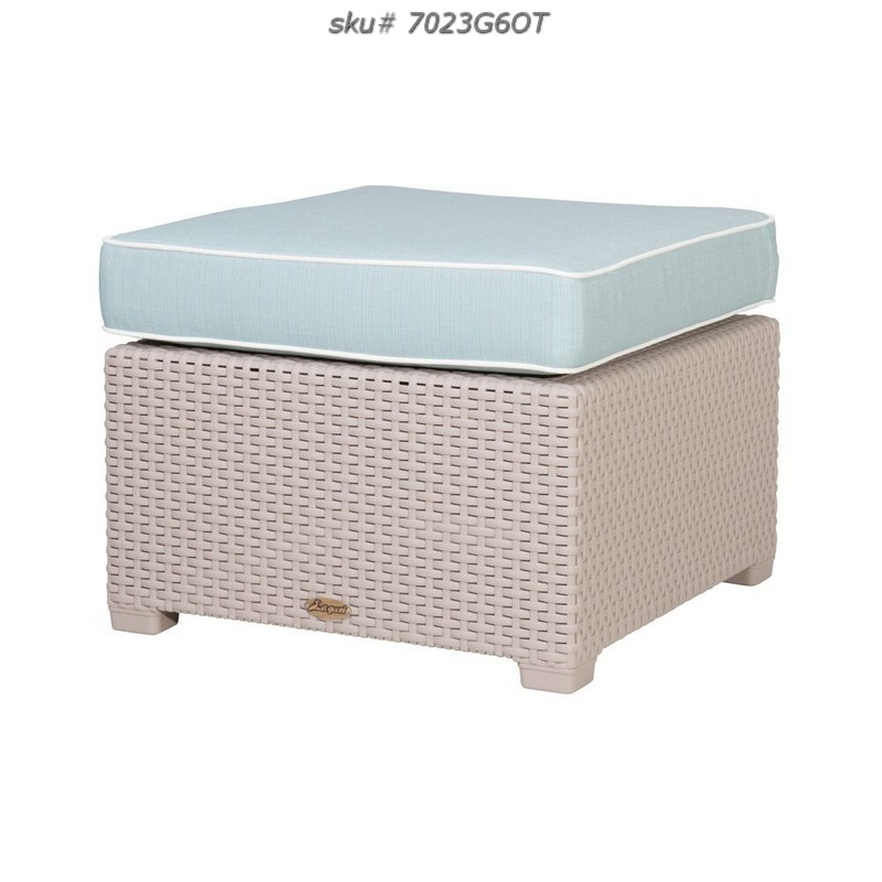 7023_MAGNOLIA GREY_RATTAN OTTOMAN W/BLUE CUSHION