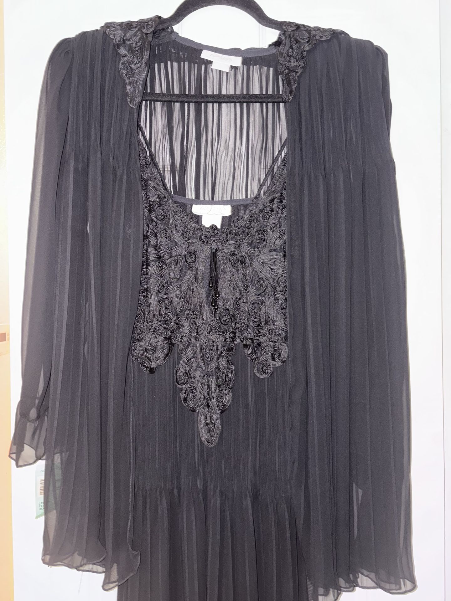 Vintage 1980s Dillards Black Lace Peignoir Set Size Small| Sexy Glamour Nightgown & Robe |