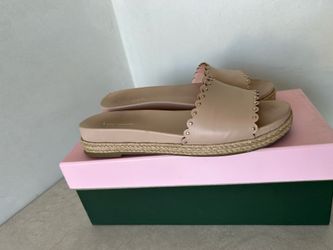 Kate Spade New York Scalloped Studded Espadrille Slide Sandals – Blush Pink – Size 7.5M