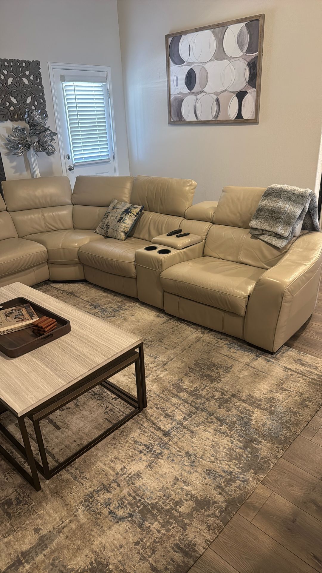 Leather Sofa With 3 Electric Reclining Chairs