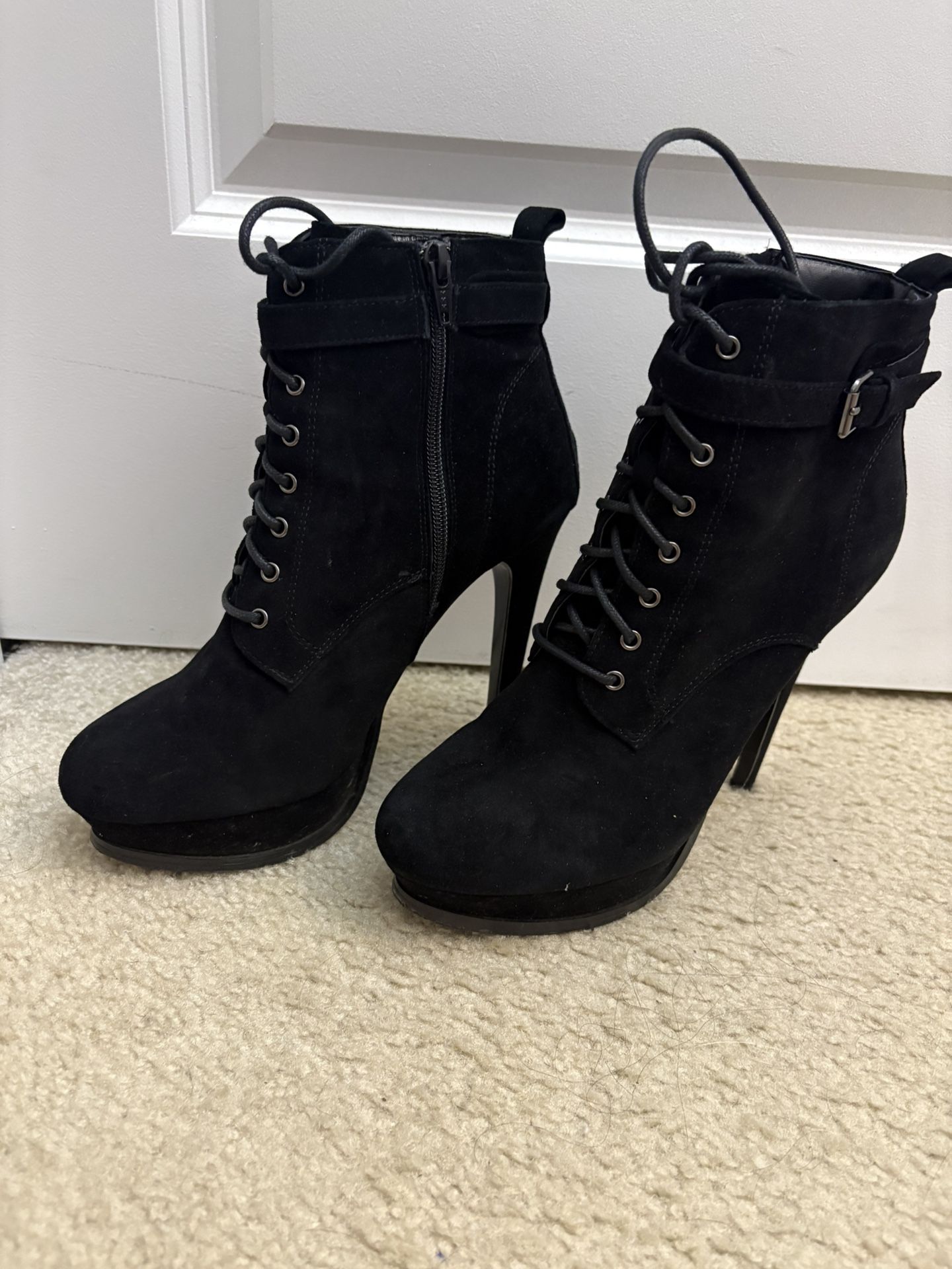 Black Lace-Up Ankle Boots ALSO PANZANO-91 size 9