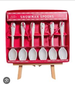 NIP Williams-Sonoma Snowman Ceramic Spoons Set of 6