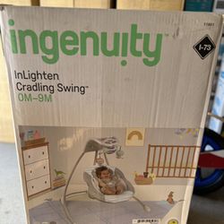 Ingenuity InLighten Foldable Lightweight Baby Swing with Lights - NEW