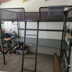 IKEA Grey Loft Bed With Desk