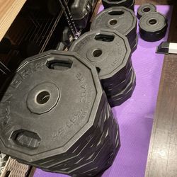 RARE Iron Grip Commercial Quality Urethane Wrapped Steel Weight Plates With Handles