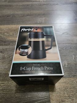 Parini 8-Cup French Press 1000 ML Stainless Steel Borosilicate Glass