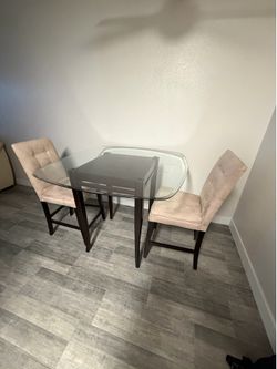 Glass High-Top Dining Table with 2 Chairs – Like New - Price Negotiable