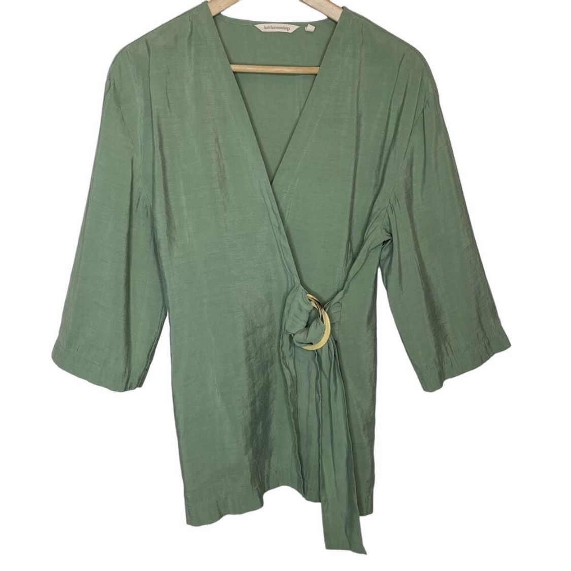 Soft Surroundings Women’s Sage Green Wrap Tunic Top Size Large