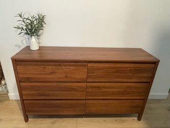 6-Drawer Walnut Wood Dresser