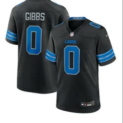 New! Men's Detroit Lions Jahmyr Gibbs Black 2nd Alternate Game Player Jersey