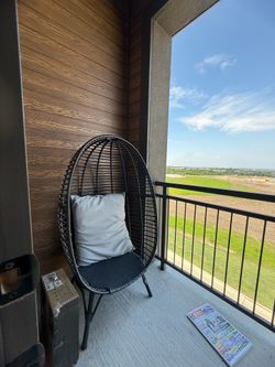 Black Rattan Egg Chair + Cushion
