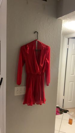 Red long sleeve mini dress