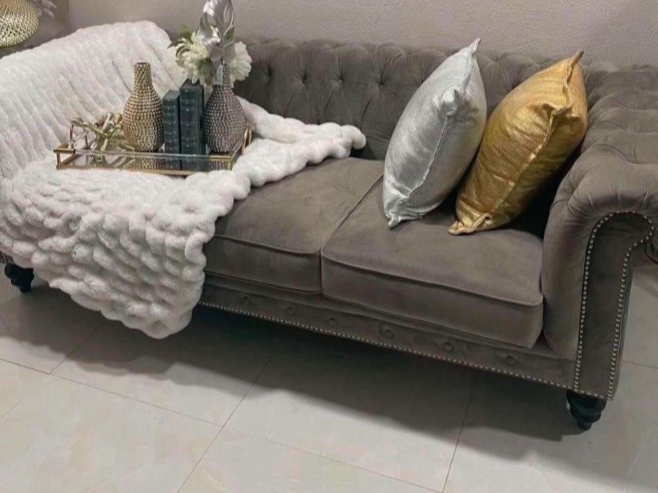 Wayfair Grey Tufted Couch
