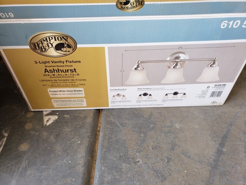 Brushed Nickel 3 Light Vanity Fixture