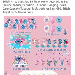 Boys Girls Stitch Angel Party Decorations
