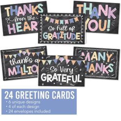 Hadley Designs 24 Blank Thank You Cards With Envelopes Bulk - Wedding Thank You Notes With Envelopes Set, Baby Shower Gratitude Cards, Teacher Appreci