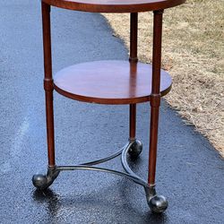 Mid-Century Modern Two Tiered Table on Great Cast Iron Base