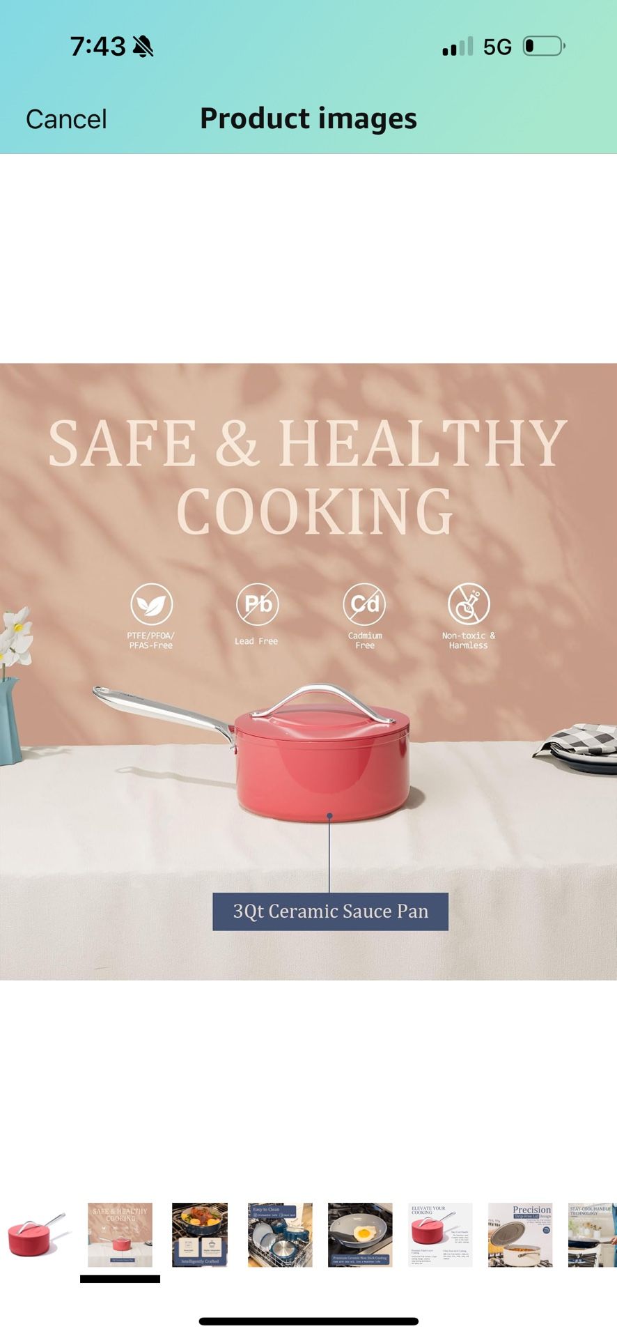 3.5qt Nonstick Ceramic Sauce Pan with Lid