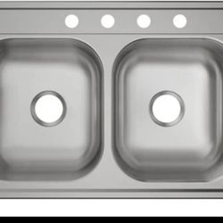 New Elkay Dayton 22 Gauge 33"x22"  4 Hole stainless steel double kitchen sink