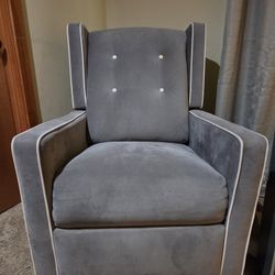 Swivel Glider Gray Blue Velvet 