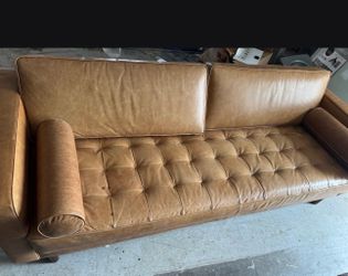 Brown leather couch