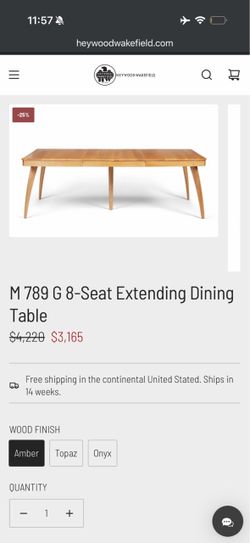 Heywood-Wakefield M789G 8-Seat Extending Dining Table With 6 Chairs_ Heywood-Wakefield mid-century modern dining set